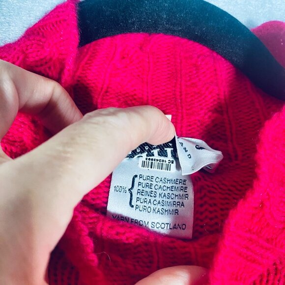 Vintage Scottish Cashmere Sweater Womens S Pink 3/4 Sleeve Mock Neck Pullover - Picture 5 of 11
